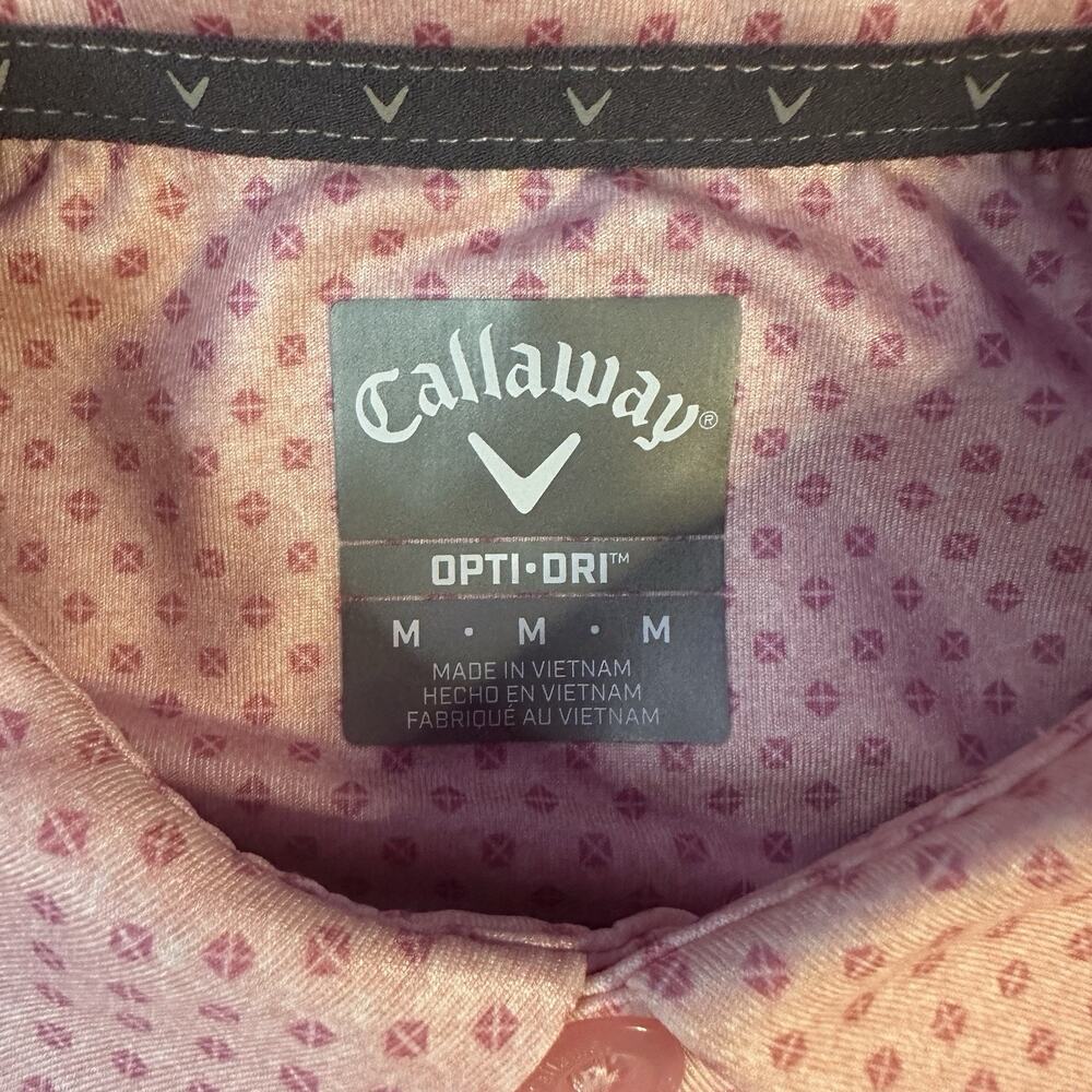 Callaway Opti-Dri Golf Polo Shirt Men’s M Pink Geometric Stretch Short Sleeve - Picture 3 of 9